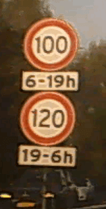 twee snelheidslimieten 100 - 120